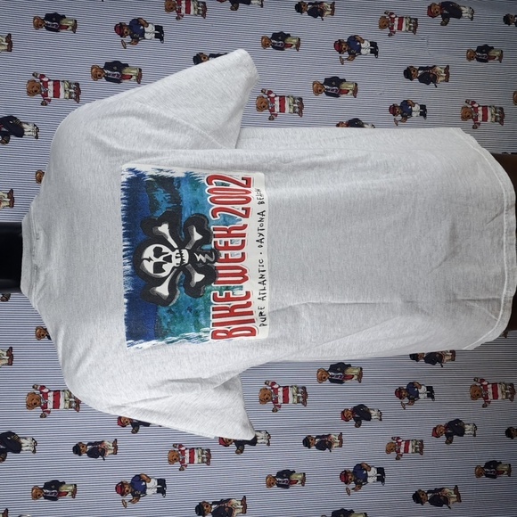 Y2K Vintage Bike Week spell out skull logo graphic XL Heather Grey t-shirt - Picture 4 of 6
